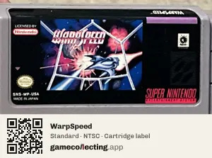 WarpSpeed Super Nintendo Entertainment System, NTSC cartridge label