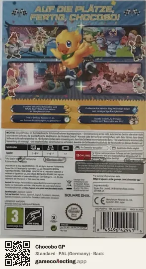 Chocobo GP Nintendo Switch, Germany box back