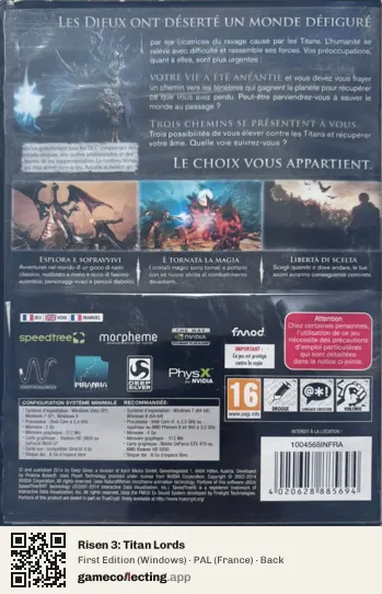 Risen 3: Titan Lords Computer, France box back