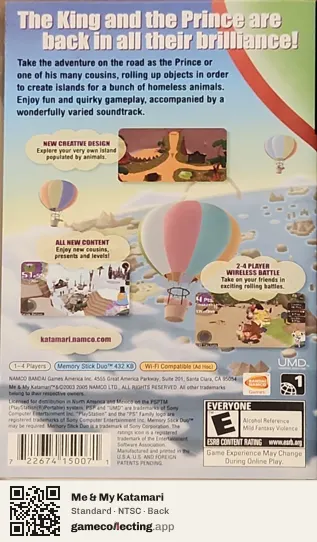 Me & My Katamari PlayStation Portable, NTSC box back