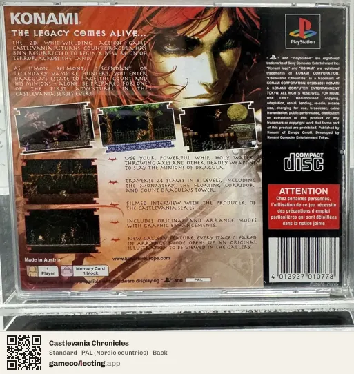Castlevania Chronicles PlayStation, Nordic countries box back