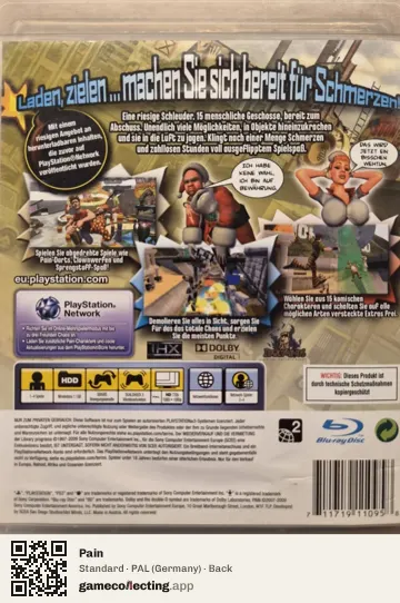 Pain PlayStation 3, Germany box back