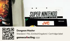 Dungeon Master Super Nintendo Entertainment System, PAL cartridge label