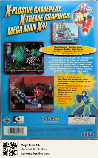 Mega Man X4 Sega Saturn, NTSC box back
