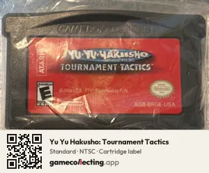 Yu Yu Hakusho: Tournament Tactics Game Boy Advance, NTSC cartridge label