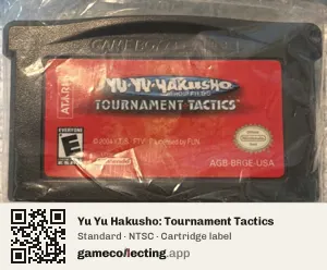 Yu Yu Hakusho: Tournament Tactics Game Boy Advance, NTSC cartridge label