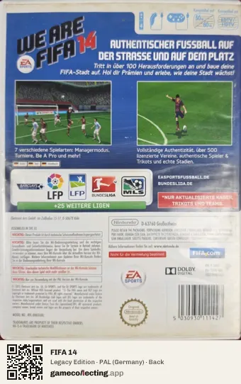 FIFA 14 Nintendo Wii, Germany box back