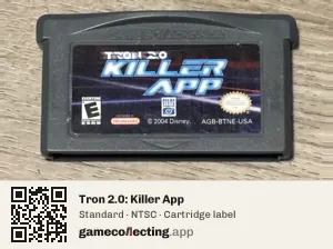 Tron 2.0: Killer App Game Boy Advance, NTSC cartridge label