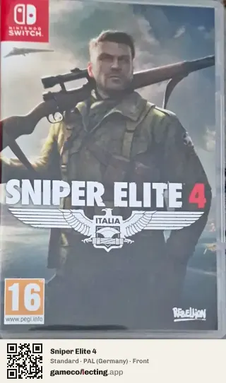 Sniper Elite 4 Nintendo Switch, Germany box front