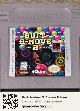 Bust-A-Move 2: Arcade Edition Game Boy, NTSC cartridge label