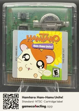 Hamtaro: Ham-Hams Unite! Game Boy Color, NTSC cartridge label