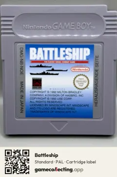 Battleship Game Boy, PAL cartridge label