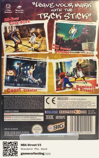 NBA Street V3 Nintendo GameCube, PAL box back