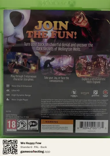 We Happy Few Xbox One, PAL box back