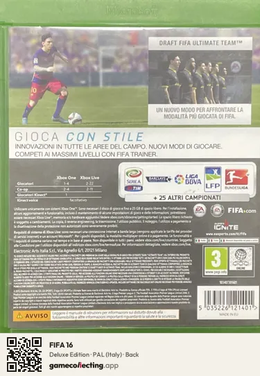 FIFA 16 Xbox One, Italy box back