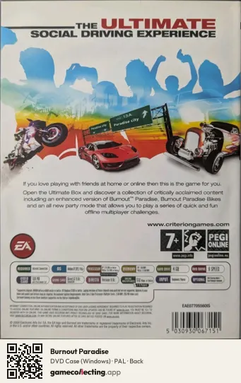 Burnout Paradise Computer, PAL box back