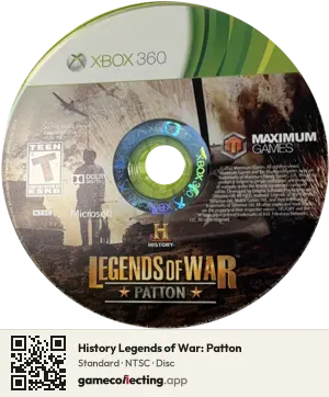 History Legends of War: Patton Xbox 360, NTSC disc