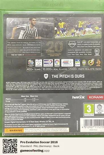 Pro Evolution Soccer 2016 Xbox One, Germany box back