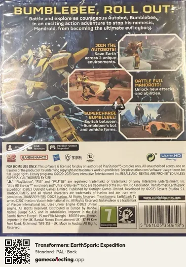 Transformers: EarthSpark: Expedition PlayStation 5, PAL box back