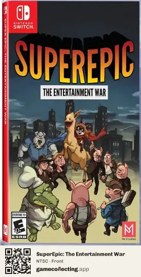 SuperEpic: The Entertainment War Nintendo Switch, NTSC box front