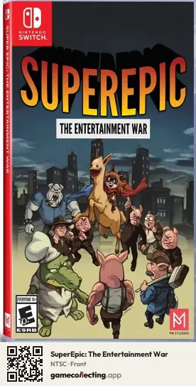 SuperEpic: The Entertainment War Nintendo Switch, NTSC box front