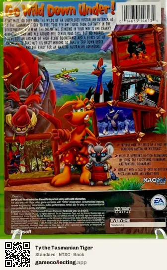 Ty the Tasmanian Tiger Xbox, NTSC box back