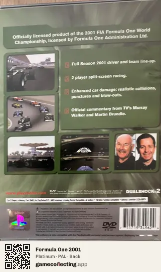 Formula One 2001 PlayStation 2, PAL box back
