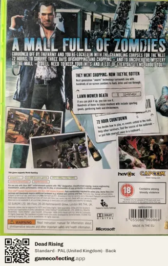 Dead Rising Xbox 360, United Kingdom box back
