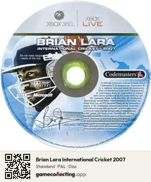 Brian Lara International Cricket 2007 Xbox 360, PAL disc