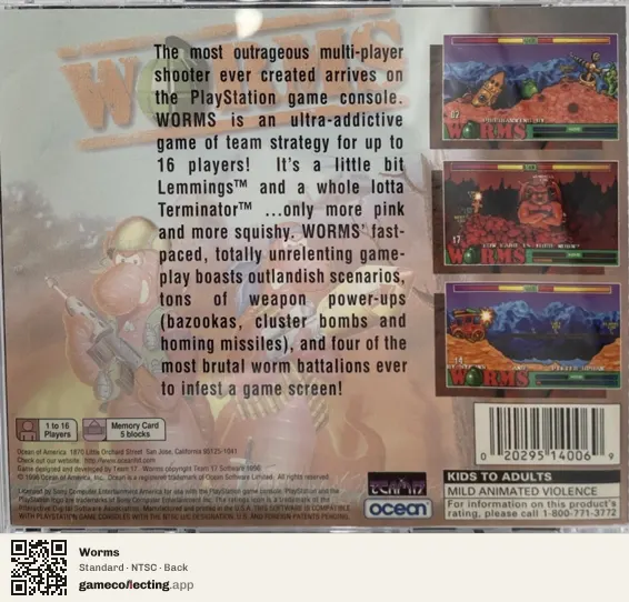 Worms PlayStation, NTSC box back