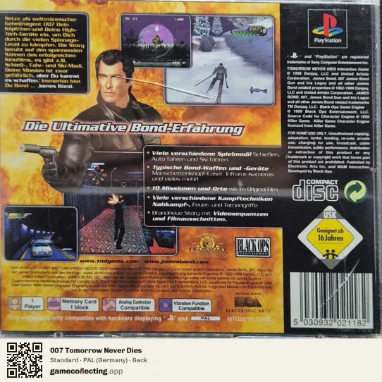 007 Tomorrow Never Dies PlayStation, Germany box back
