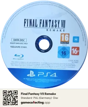 Final Fantasy VII Remake PlayStation 4, PAL disc