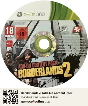 Borderlands 2: Add-On Content Pack Xbox 360, PAL disc