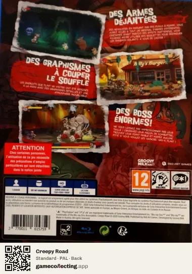 Creepy Road PlayStation 4, PAL box back