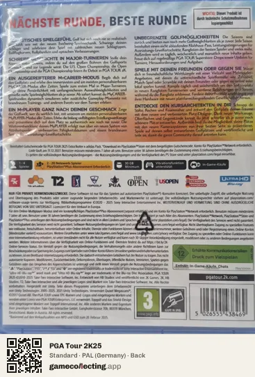 PGA Tour 2K25 PlayStation 5, Germany box back