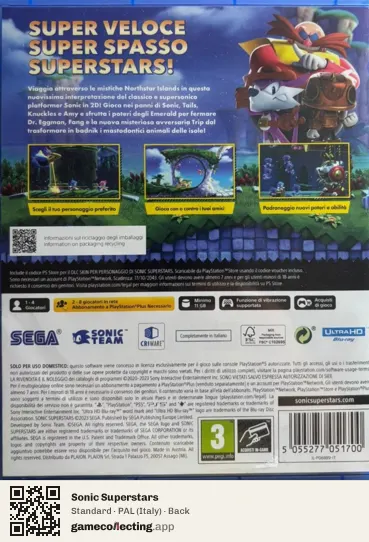 Sonic Superstars PlayStation 5, Italy box back