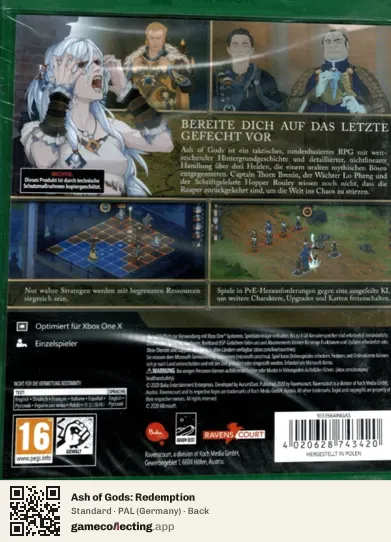 Ash of Gods: Redemption Xbox One, Germany box back