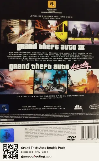 Grand Theft Auto Double Pack PlayStation 2, PAL box back