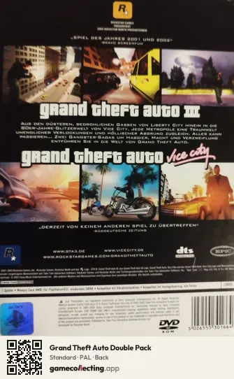 Grand Theft Auto Double Pack PlayStation 2, PAL box back