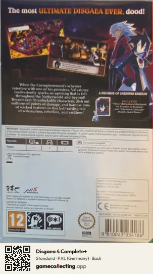 Disgaea 4 Complete+ Nintendo Switch, Germany box back