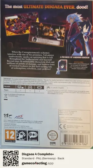 Disgaea 4 Complete+ Nintendo Switch, Germany box back