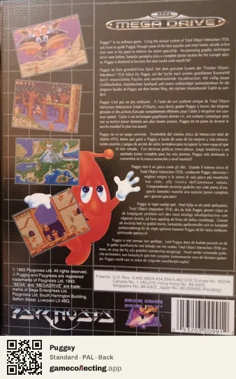 Puggsy Sega Mega Drive / Genesis, PAL box back