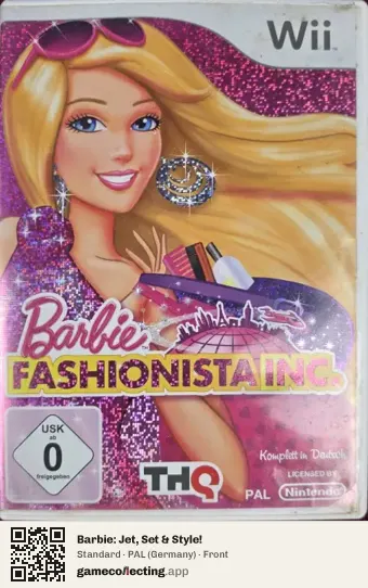 Barbie: Jet, Set & Style! Nintendo Wii, Germany box front