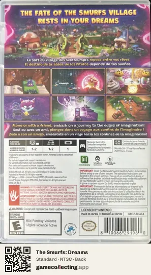 The Smurfs: Dreams Nintendo Switch, NTSC box back