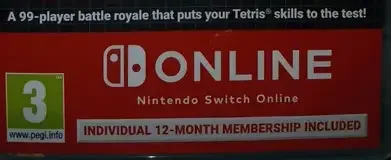 Tetris 99, the PEGI square on its front
