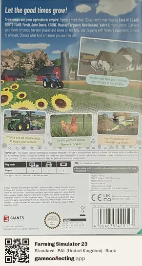 Farming Simulator 23 Nintendo Switch, United Kingdom box back