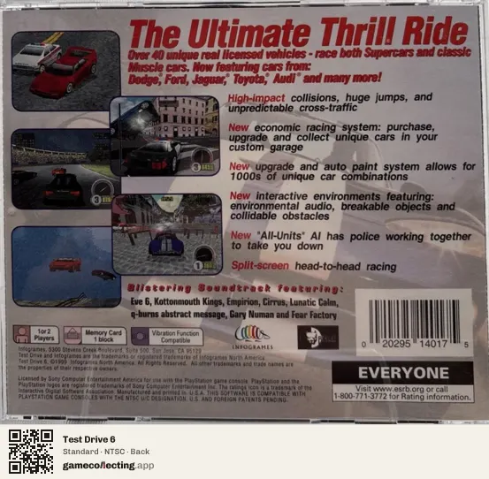Test Drive 6 PlayStation, NTSC box back