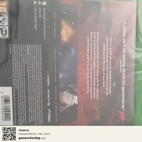 Control Xbox Series X, PAL box back