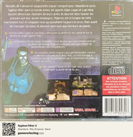 Syphon Filter 3 PlayStation, France box back