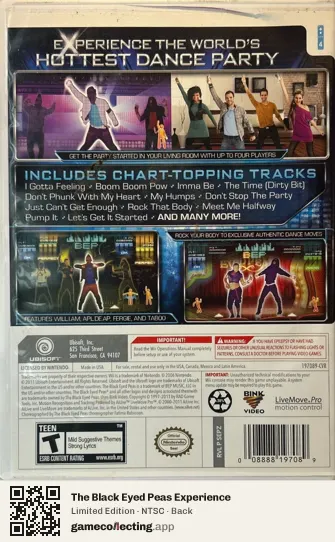 The Black Eyed Peas Experience Nintendo Wii, NTSC box back
